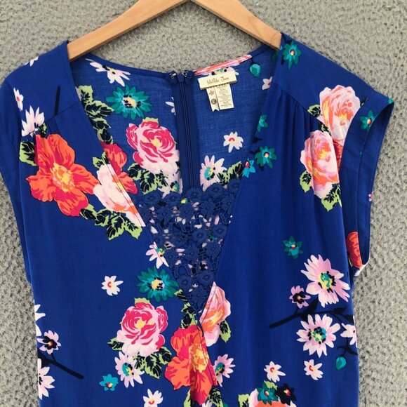 Matilda Jane Romper Womens Large Out And About Hello Lovely Blue Multi Floral - Picture 2 of 13